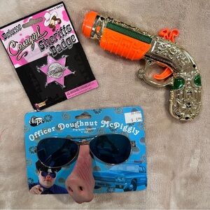 Halloween Accessory Set with Toy Gun, Badge, and Glasses